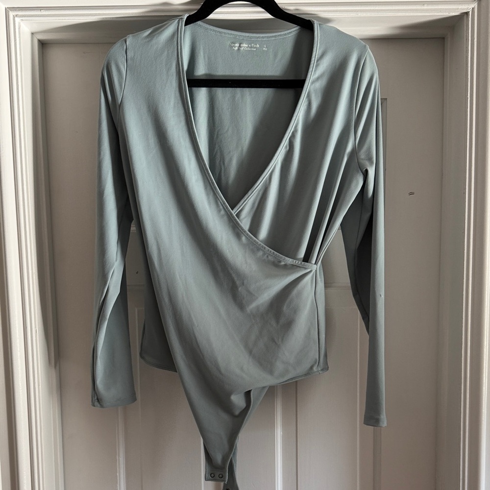 Zara wrap style bodysuit in light blue